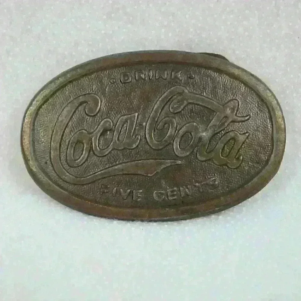 Vintage Coke Belt Buckle Metal Drink Coca Cola Five Cents Advertising - Picture 2 of 12